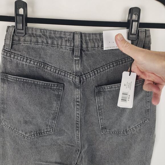 NWT WeWoreWhat The Icon Jean Rigid Denim Gray Straight Leg High Rise Jeans 27 - Picture 8 of 16